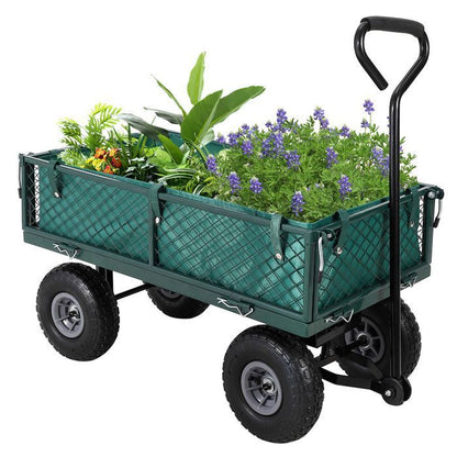 Chariot de Jardin Basculeur Renforcé - Capacité 600 lb (272 kg) -Réglable à 180° - Roues Tout-Terrain 10"- Résistant à la Rouille