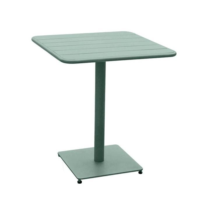 Table de jardin carrée "Phuket" bleu canard 2 places en acier traité époxy - Hespéride