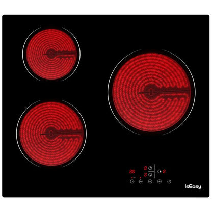 Plaque Vitrocéramique - ISEASY - 5 Foyers - 8600W - Écran Tactile - Verrouillage Enfant