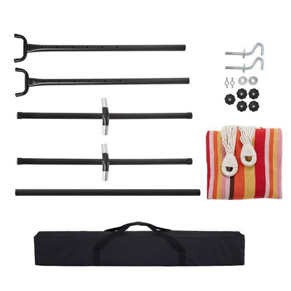 Mondeer Hamac Bohème Double Extérieur sur Pied avec Support | Charge Max 200kg | Cadre Fer Réglable + Sac de Transport | Rouge