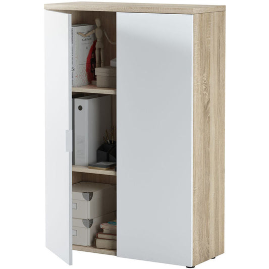 Armoire de rangement bureau avec 2 portes - Dim : 119 x 80 x 33 cm -PEGANE