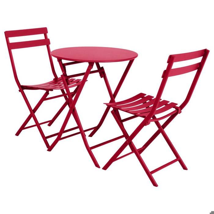 Table de jardin pliante ronde "Greensboro" vert olive 2 places en acier traité époxy - Hespéride