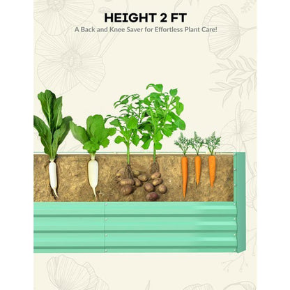 Vegetable Garden-Jardinière Surélevé Galvanisée, 2,4x1,2x0,6 m, Résistante à la Rouille, pour Jardinage, Assemblage Facile, Vert