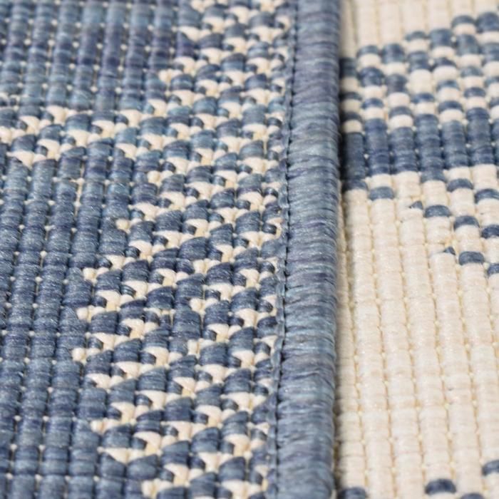 Tapis extérieur, kilim reversible 160x230 LYN2 L REVERSIBLE bleu et beige