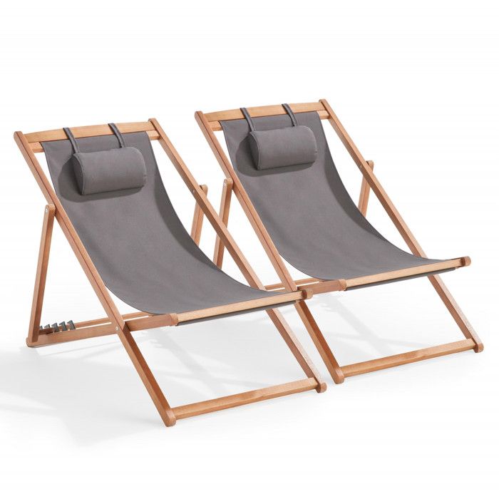 Lot de 2 chiliennes eucalyptus noir Socoa - Oviala