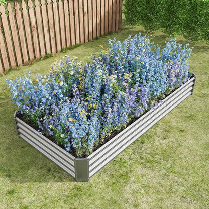 Jardinière surélevée extérieure - BELLEMAVE - Bac de jardin en métal - Sans fond - 232 x 113,5 x 30 cm - Vert