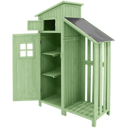 Abri de jardin - remise pour outils -124x46x174cm - Toit Imperméable et durable - Bois de qualité - vert