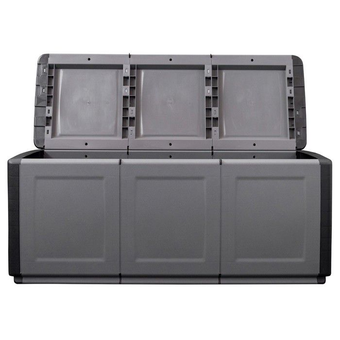 Coffre de rangement 330L Gris/Noir 138 x 53 x H57cm Poignées de transport polypropylène INTEC