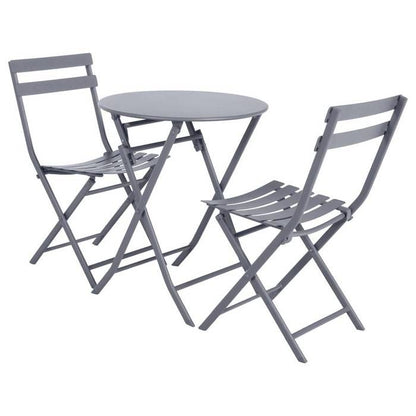 Table de jardin pliante ronde "Greensboro" vert olive 2 places en acier traité époxy - Hespéride