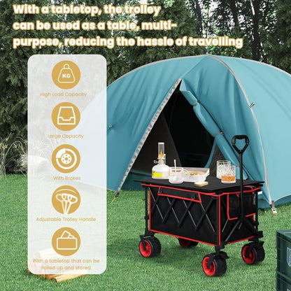 WOLTU Chariot de Jardin avec Plateau Amovible, Roues larges, Charge 120kg, Chariot Plage, Tissu Oxford+Acier, Noir+Blue W0UETT0104