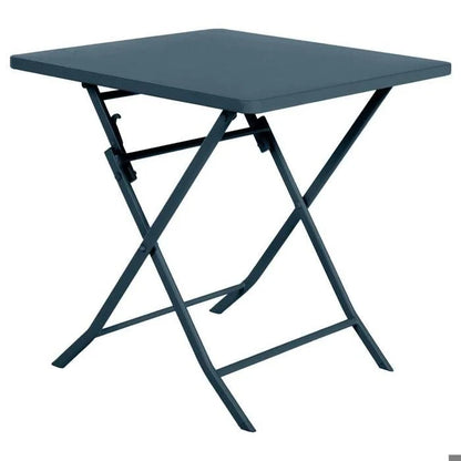 Table de jardin pliante carrée "Greensboro" pétrole 2 places en acier traité époxy - Hespéride