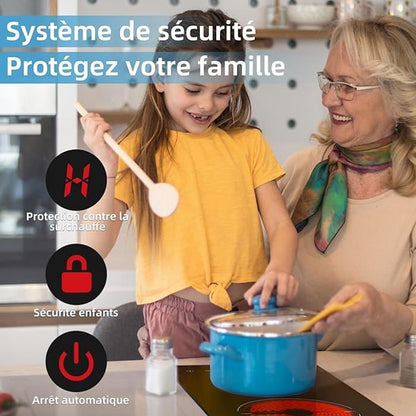Plaque de Cuisson Vitrocéramique - WEHIMO - 2 Feux - 3400W - Noir - Sécurité enfant