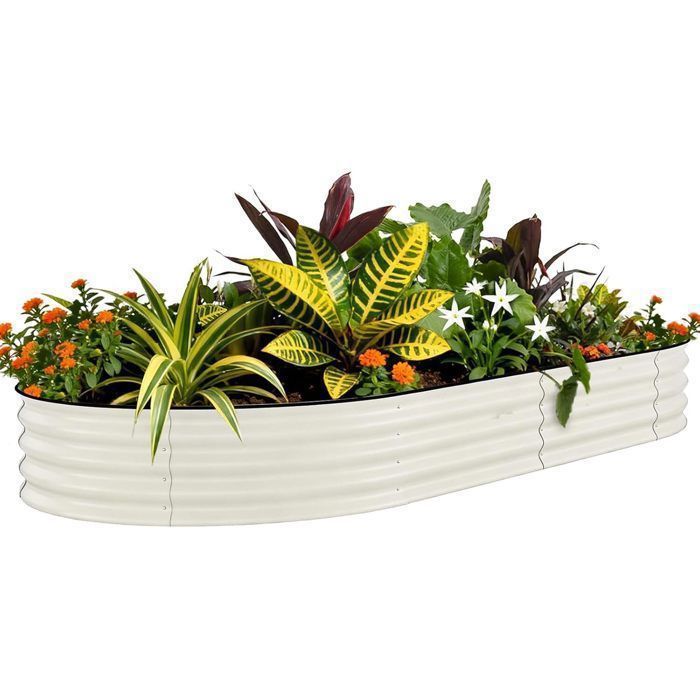 BAC A FLEUR-BAC de Jardin surélevé d'extérieur en métal galvanisé-Jardinière extensionérieure antirouille,beige,300 x 120 x 45cm