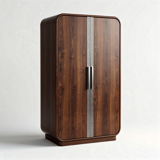 Armoire en bois marron de 80 x 50 x 150 cm avec decoration en métal
