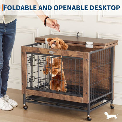 Barrière pour chien autoportante en bois massif, 4 panneaux pliables, tapis antidérapants, Sans peinture, 203*1.8*90 cm