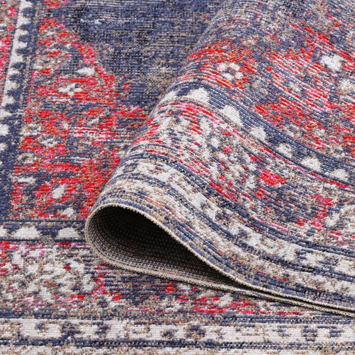Tapis extérieur 200x280 tissé kilim rouge et brun OZLEM