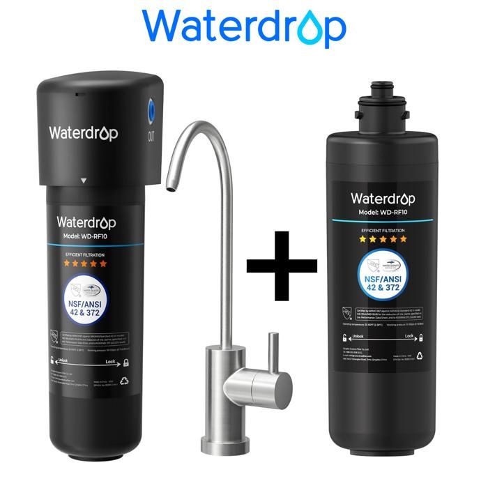 Waterdrop 10UB Système de Filtre à Eau Sous Évier avec Robinet Dédié, 11K Gallons de Filtration D'eau de Grande Capacité