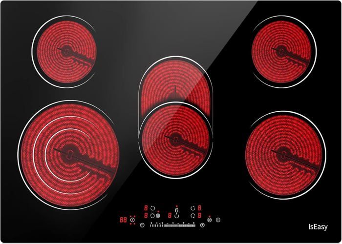 Plaque Vitrocéramique - ISEASY - 3 Feux - 5500W - Tactile - Encastrable 59x52 cm