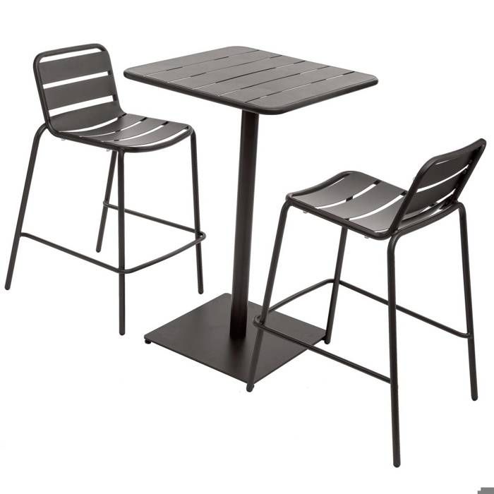 Table haute de jardin "Phuket" ambre 2 places en acier  - Hespéride