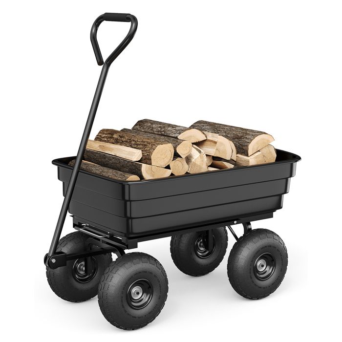 Chariot de Jardin Basculeur Renforcé - Capacité 600 lb (272 kg) -Réglable à 180° - Roues Tout-Terrain 10"- Résistant à la Rouille