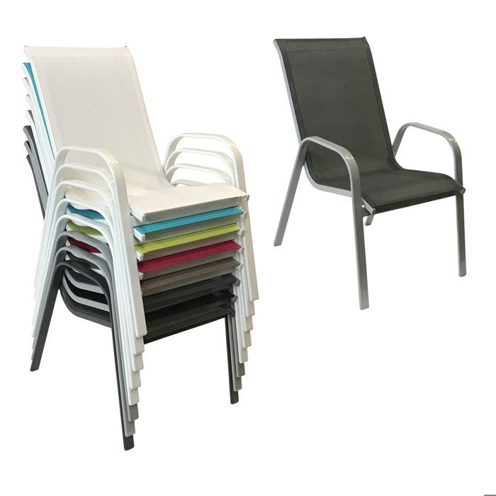 Lot de 4 chaises MARBELLA en textilène gris - aluminium gris anthracite
