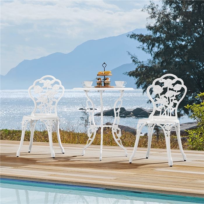 Yaheetech Ensemble de Table et Chaise Salon de Jardin Balcon Kit de Bistro 2 Chaise 1 Table en Alliage Aluminium Bronze