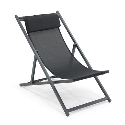 Lot de 2 transats en aluminium anthracite Santiago - Oviala