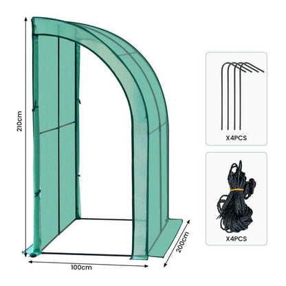 WOLTU Serre de Jardin avec Bâche PE Renforcée Imperméable, Serre d'hivernage Murale adossée, 200x100x210cm, Vert W0UETT0053