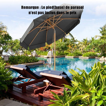 COSTWAY Parasol pour Terrasse Inclinable Dia.3M avec Manivelle Anti-UV,Protection Solaire Toile Polyester Imperméable Gris