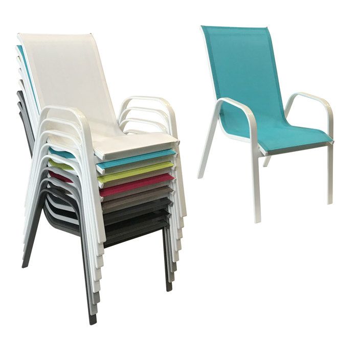 Lot de 4 chaises MARBELLA en textilène gris - aluminium gris anthracite