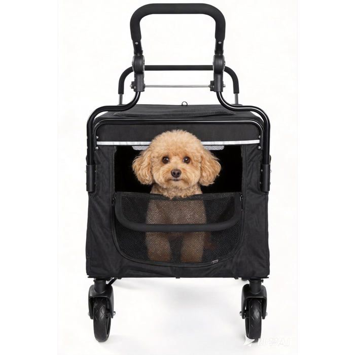 Chariot- Poussette Pliable pour Chiens de Grande et Moyenne Taille + Rampe d’Accès – le Camping et les Promenades en Plein Air