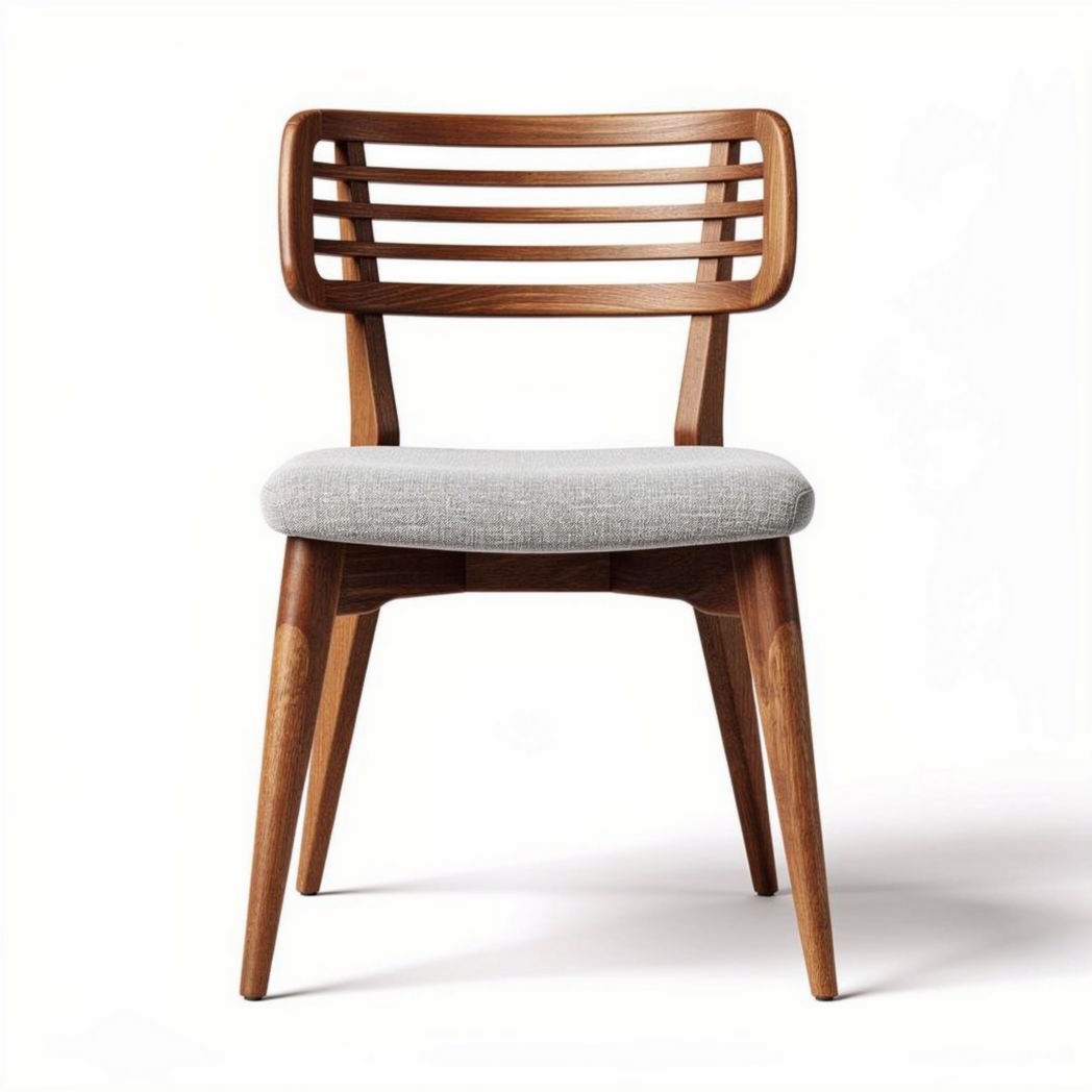 Chaise en bois avec assise en tissu gris dimensions 45 x 50 x 85cm
