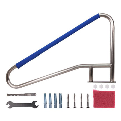 Rampe De Piscine 42.1x19.7in Aluminium Antidérapant, Barre Murale avec Embases, 100kg, Pour Piscine, Spa, Quai, Kit complet inclus