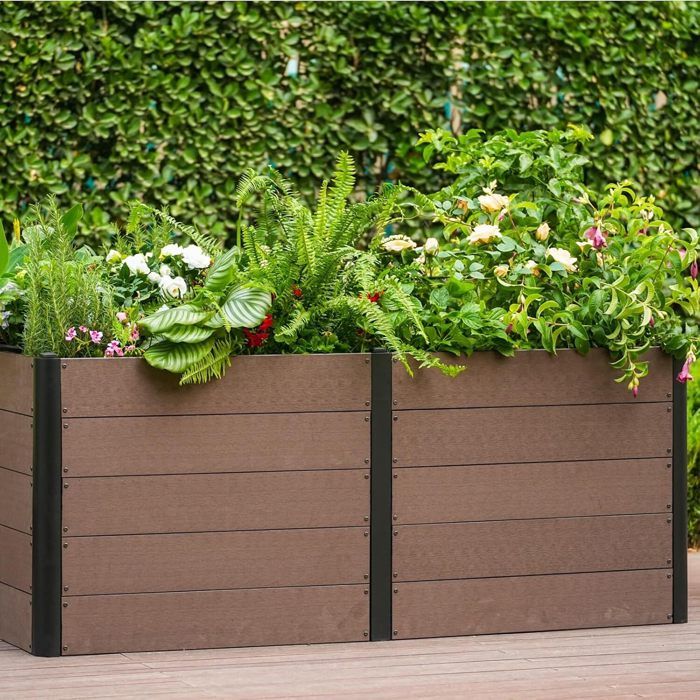 Garvee BAC A FLEUR ,Potager sur Pieds Surélevé avec Bâche en Filet,  Jardinière Surélevée en Métal avec Serre, Beige ,180x90x30cm