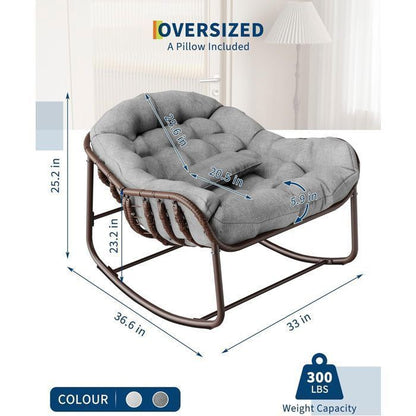 Chaise à bascule pour l'intérieur avec coussin rembourré ,Chaise à bascule en forme d'œuf pour salon, véranda, jardin, terrasse