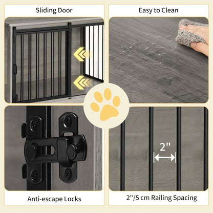 100cm Cage pour Chiens, Table d’Appoint, Niche Moderne pour Chiens, Cage pour Chiots, Maisonnette pour Animaux, 2 Portes