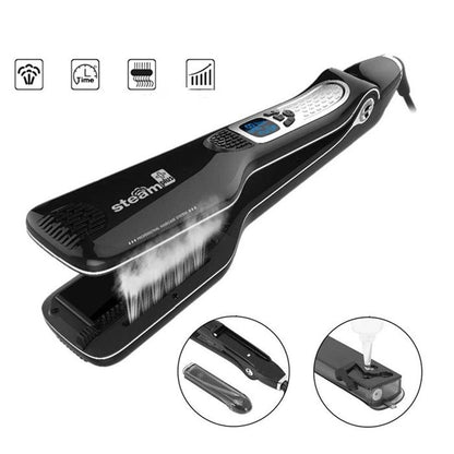 Lisseur vapeur-Plaques en Céramique extra larges，5 vitesses - alimentation rotative 360°-Jusqu'à 230°C-Pour Tous Types de Cheveux