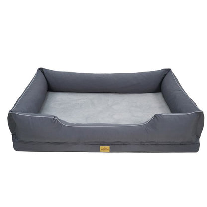 Panier Chien Orthopédique - BingoPaw - Coussin Déhoussable pour Chiens, Mémoire de Forme, Anti-dérapant - Gris 127x94x24cm