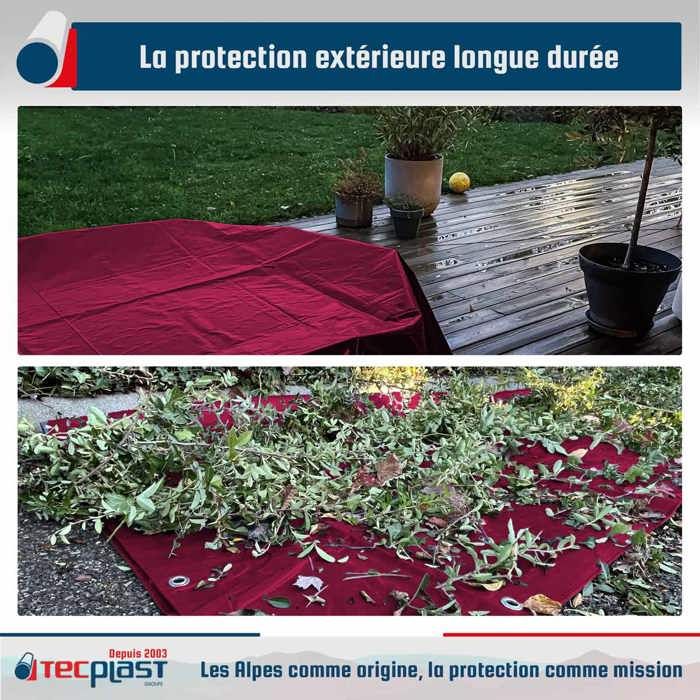 TECPLAST Bâche Jardin 3x5 m LP506JD Blanc Crème - Garantie 5 ans - Bâche PVC étanche - Résistance Anti-UV