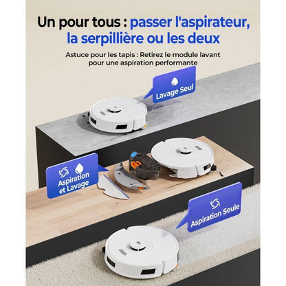 Aspirateur Robot Laveur 4-en-1,20000 Pa-Redroad R11-200min Autonomie,Vidange Auto,avec Navigation LiDAR,Charge-Auto,avec App-Gris