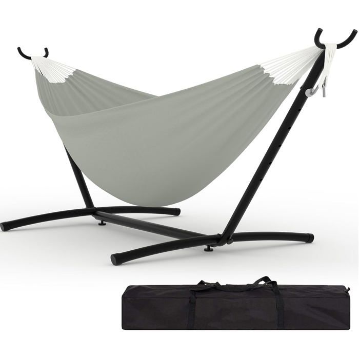 Hamac Double avec Support - 450 lbs, Toile Coton & Coussin Amovible - Pour Jardin, Intérieur/Extérieur, Vert