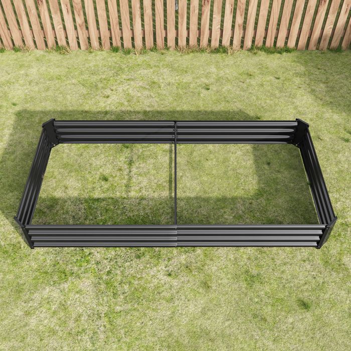 Jardinière surélevée extérieure - BELLEMAVE - Bac de jardin en métal - Sans fond - 232 x 113,5 x 30 cm - Vert