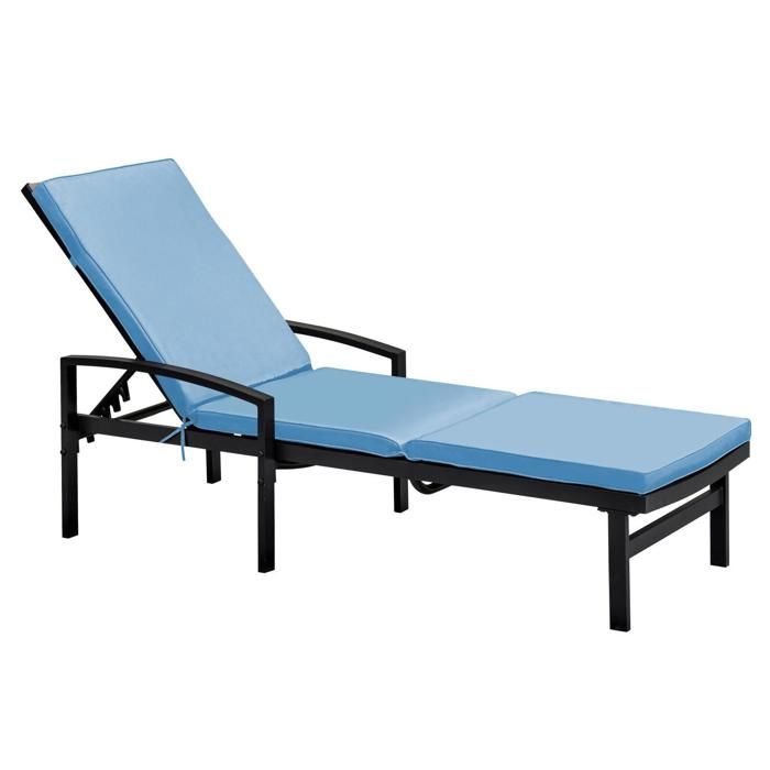 Lot de 2 coussins bain de soleil polyester bleu 186 x 53 x 5 cm Picchu - Oviala