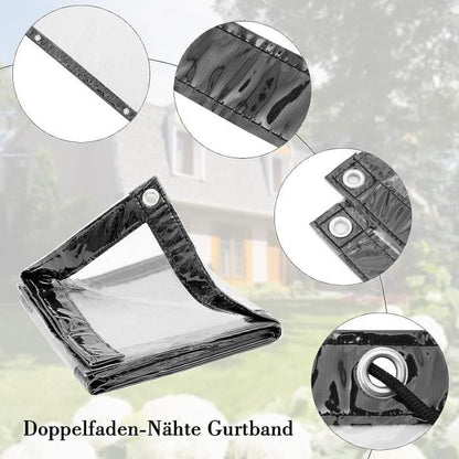 WOLTU Bâche Transparente avec Oeillets 4 x 5 m Bâche de Protection Imperméable 380g/m² PVC