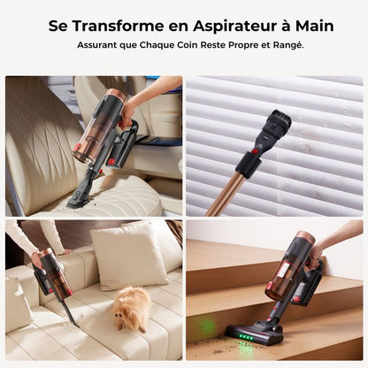 Proscenic aspirateur balai sans fil PO11 Ultra-Aspiration 55 kPa-Brosse Anti-Emmêlement - Pivot flexible à 180°- Design Autonome