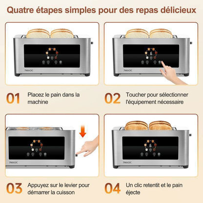 Grille-pain FATABETA 3015LA - 1500W - 4 Fentes Extra Larges - 7 Niveaux de Dorage - 2 Commandes indépendantes -Avec Support amovible
