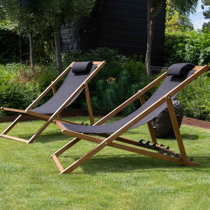 Lot de 2 chiliennes eucalyptus noir Socoa - Oviala