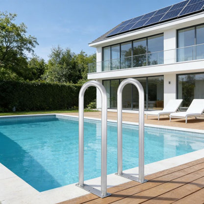 Rampe De Piscine 42.1x19.7in Aluminium Antidérapant, Barre Murale avec Embases, 100kg, Pour Piscine, Spa, Quai, Kit complet inclus