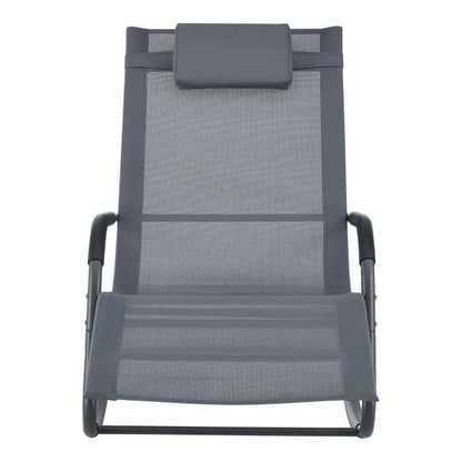 Bain de Soleil Caracena à Bascule Acier Textile 147 x 63 x 89 cm Gris Foncé