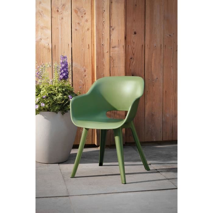 Chaises de jardin - KETER - AKOLA - Lot de 2 en résine - Gris olive - Dossier ergonomique